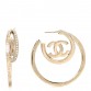 Crystal CC Double Hoop Earrings Gold