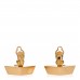 Metal CC Square Clip On Earrings Black Gold