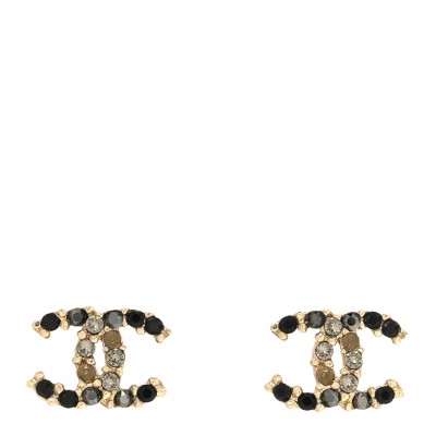 Crystal CC Earrings Gold Black Multicolor