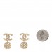 Pearl Baguette Crystal CC Drop Earrings Gold