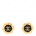 Resin CC Round Earrings Gold Black