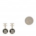 Resin Crystal Pearl CC Ball Drop Earrings Black Gold