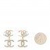 Crystal Pearl Double CC Drop Earrings Gold Silver