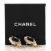 Resin Crystal Quilted CC Drop Earrings Black Gold