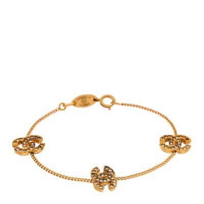 Crystal CC Chain Bracelet Gold