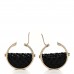 Metal Resin Quilted Flap Bag Hoop Earrings Black Gold