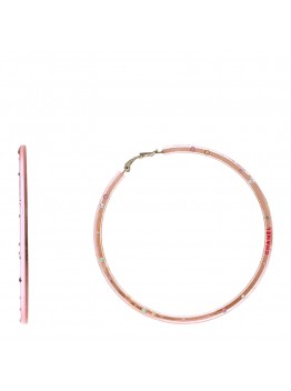 Translucent Resin Crystal Hoop Earrings Pink Multicolor