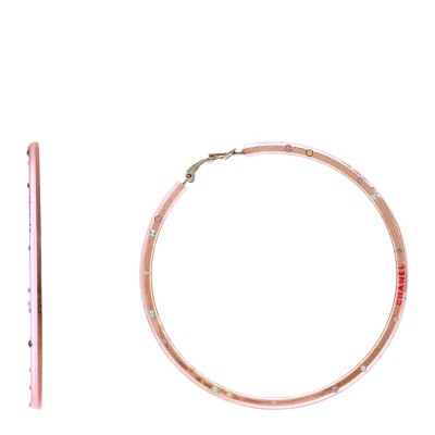 Translucent Resin Crystal Hoop Earrings Pink Multicolor