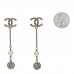 Crystal Pearl CC Ball Chain Drop Earrings Gold Blue