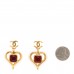 Resin Heart CC Drop Earrings White Red Gold