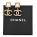 Iridescent Baguette Crystal CC Drop Earrings Gold