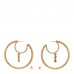 Baguette Crystal CC Drop Hoop Earrings Gold