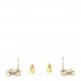 Metal Graduated Pearl Crystal CC Earrings Gold