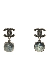 Ruthenium Crystal CC Drop Earrings Black Blue