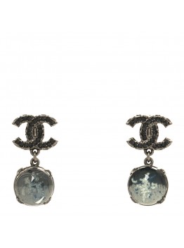 Ruthenium Crystal CC Drop Earrings Black Blue