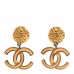 Metal CC Logo Drop Clip On Earrings Gold