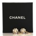 Crystal CC Flower Dangle Earrings Gold Beige