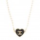 Metal Denim CC Heart Choker Gold Blue Pearly White