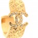 Metal Crystal CC Logo Hoop Earrings Gold