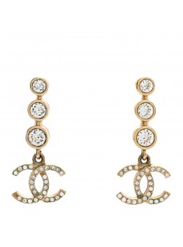 Crystal CC Drop Earrings Gold