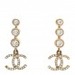 Crystal CC Drop Earrings Gold