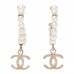 Pearl Charms CC Hoop Earrings Gold
