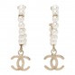 Pearl Charms CC Hoop Earrings Gold