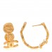 Metal Textured Disc CC Hoop Earrings Gold