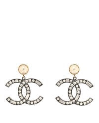 Crystal Baguette Pearl Bright Young Things CC Drop Earrings Silver