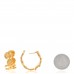 Metal Textured Disc CC Hoop Earrings Gold