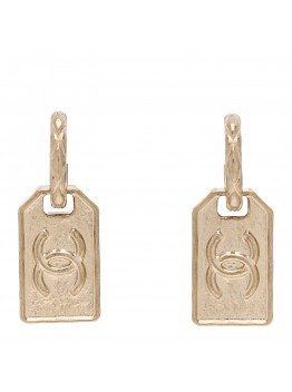 CC Tag Drop Earrings Gold