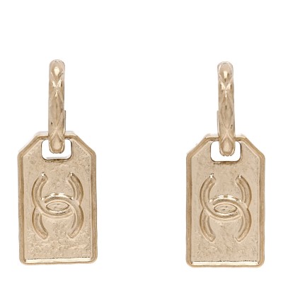 CC Tag Drop Earrings Gold
