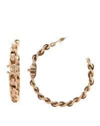 Metal Lambskin CC Turnlock Chain Hoop Earrings Matte Gold