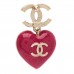 Crystal CC Resin Heart Drop Earrings Pink Gold