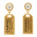 Pearl CC Tags Drop Earrings Gold