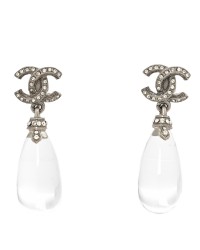 Ruthenium Crystal CC Drop Earrings Silver