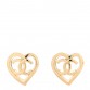 Metal CC Heart Coco In Love Earrings Gold