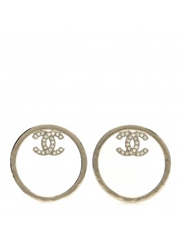 Metal Crystal CC Round Drop Earrings Gold