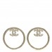 Metal Crystal CC Round Drop Earrings Gold