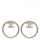 Metal Crystal CC Round Drop Earrings Gold