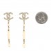 Pearl Crystal CC Drop Earrings Gold