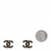 Enamel Textured CC Earrings Black Gold