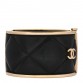 Lambskin Quilted CC Cuff Bracelet Black
