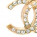 Crystal CC Drop Earrings Gold