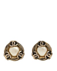Pearl CC Clip On Earrings Gold