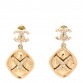 Crystal CC Drop Earrings Gold