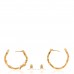 Metal Textured Disc CC Hoop Earrings Gold