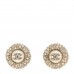 Pearl Crystal CC Round Earrings Light Gold