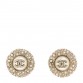Pearl Crystal CC Round Earrings Light Gold