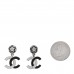 Crystal Enamel CC Star Drop Earrings Silver Black